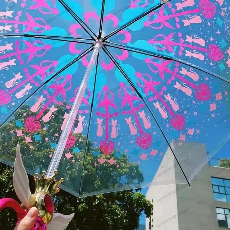 Sailor Moon Wand - Uroczy przezroczysty parasol Sailor Moon, świecąca